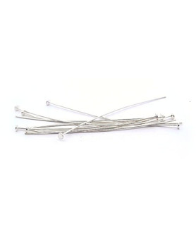 Pins with plate 0.6/6 cm, silver (10 pieces)  - 1