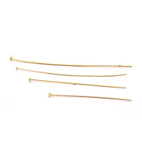 Pins with plate 0.6/6 cm, gold-plated silver (10 pieces)  - 2