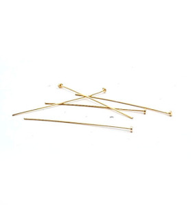 Pins with plate 0.6/4 cm, gold-plated silver (10 pieces)  - 1