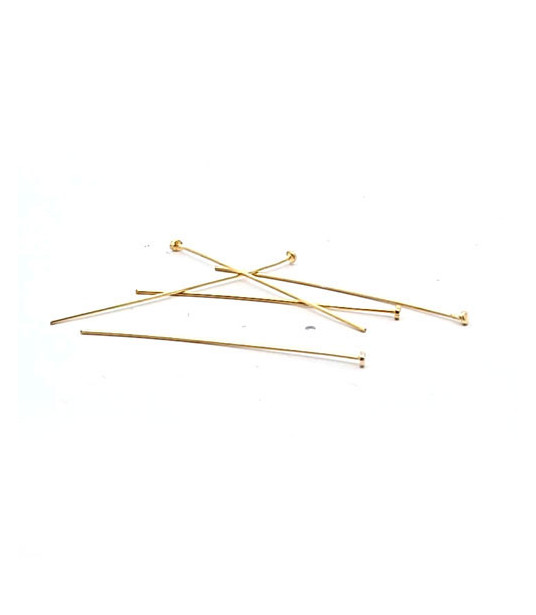 Pins with plate 0.6/4 cm, gold-plated silver (10 pieces)  - 1