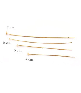 Pins with plate 0.6/7 cm, gold-plated silver (10 pieces)  - 3