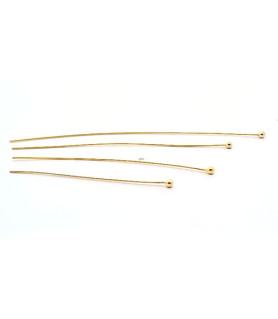 Pins with ball 0.6/4 cm, gold-plated silver (10 pieces)  - 2