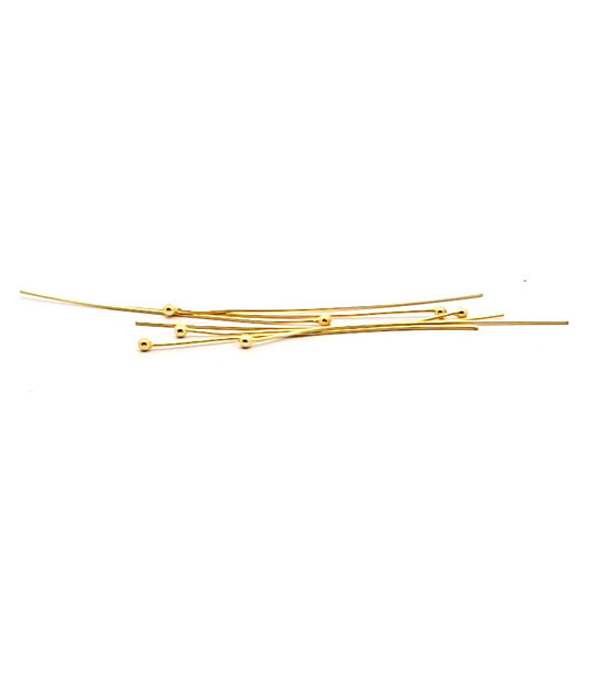 Pins with ball 0.6/6 cm, gold-plated silver (10 pieces)  - 1