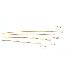Pins with ball 0.6/6 cm, gold-plated silver (10 pieces)  - 3