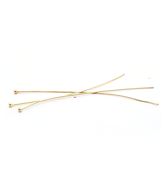 Pins with ball 0.6/7 cm, gold-plated silver (10 pieces)  - 1