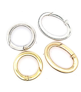 Chain link with flap round, silver gold-plated  - 3