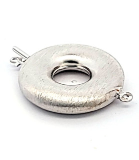 Round donut clasp, silver rhodium-plated satin finish  - 1