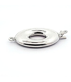 Oval donut clasp, silver rhodium-plated  - 1