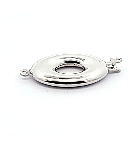 Oval donut clasp, silver rhodium-plated  - 1