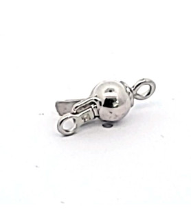 Round clasp 6 mm, silver rhodium-plated  - 1