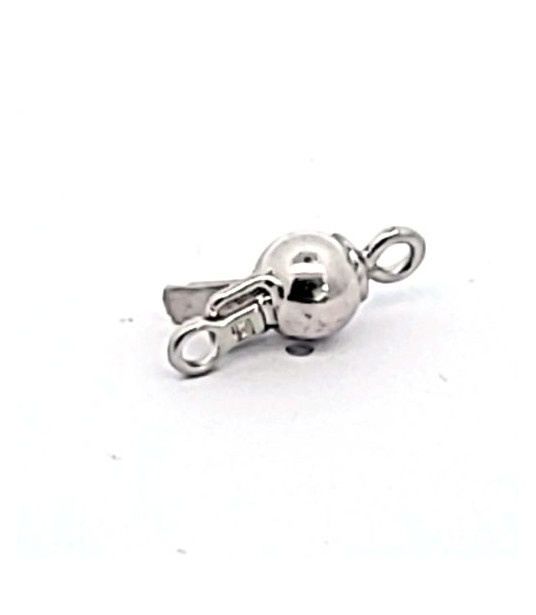 Round clasp 6 mm, silver rhodium-plated  - 1