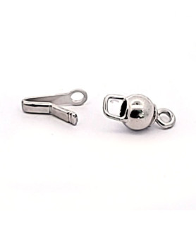 Round clasp 6 mm, silver rhodium-plated  - 2