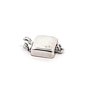 Square single clasp, silver rhodium-plated  - 1