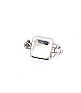 Square single clasp, silver rhodium-plated  - 2