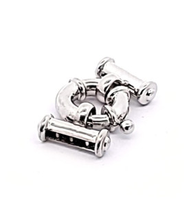 Spring ring clasp with bar, multi-row, silver rhodium-plated  - 2