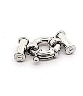 Spring ring clasp with bar, multi-row, silver rhodium-plated  - 1