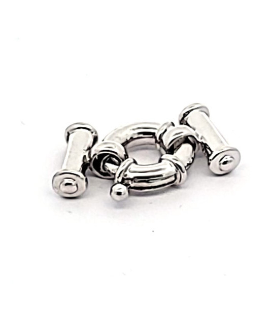 Spring ring clasp with bar, multi-row, silver rhodium-plated  - 1