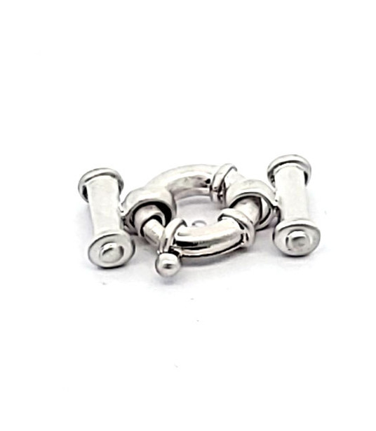 Spring ring clasp with bar, multi-row, silver rhodium-plated satin finish  - 1