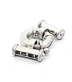Spring ring clasp with bar, multi-row, silver rhodium-plated satin finish  - 3