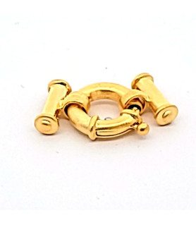 Spring ring clasp with bar, multi-row, silver gold-plated satin finish  - 1