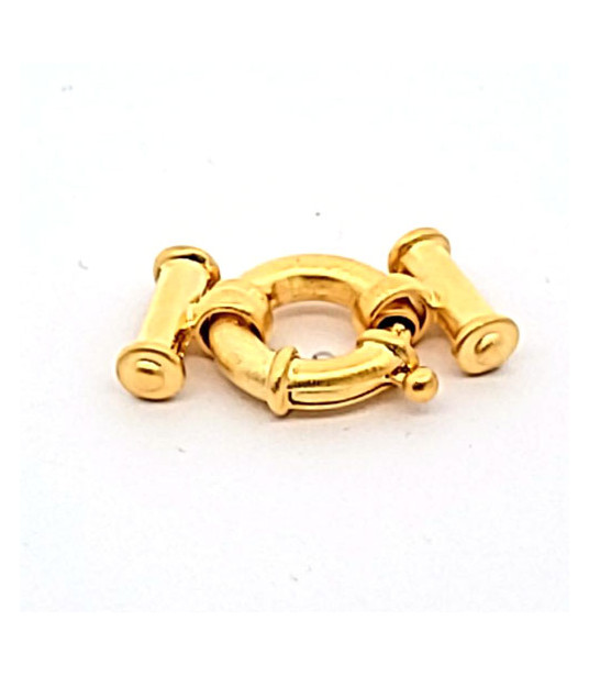 Spring ring clasp with bar, multi-row, silver gold-plated satin finish  - 1