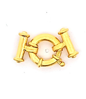 Spring ring clasp with bar, multi-row, silver gold-plated satin finish  - 2