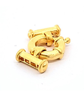 Spring ring clasp with bar, multi-row, silver gold-plated satin finish  - 3