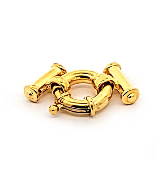 Spring ring clasp with bar, multi-row, silver gold-plated  - 1