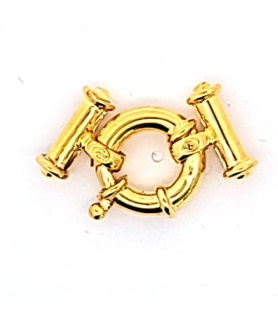 Spring ring clasp with bar, multi-row, silver gold-plated  - 2