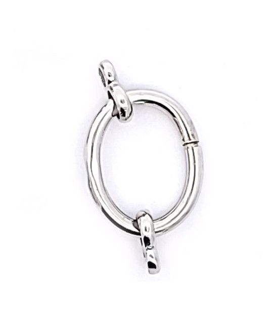 Spring ring clasp oval 23 x 17 mm, silver rhodium-plated  - 1