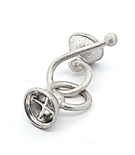 Hook clasp with cap, rhodium-plated satin finish  - 2
