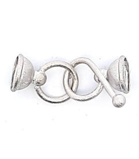 Hook clasp with cap, rhodium-plated satin finish  - 3