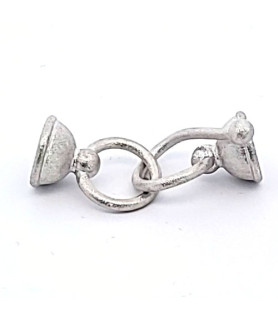 Hook clasp with cap, rhodium-plated satin finish  - 1