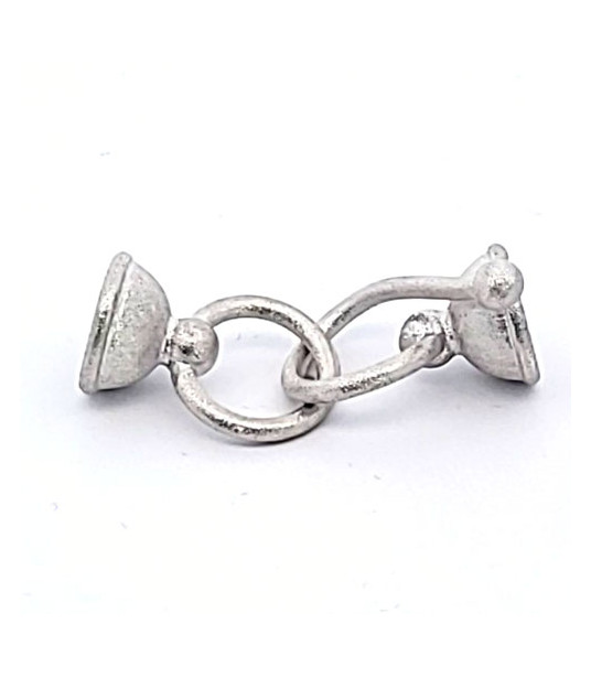 Hook clasp with cap, rhodium-plated satin finish  - 1
