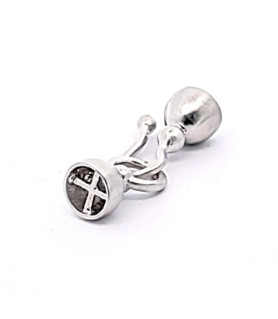 Hook clasp with cap, rhodium-plated satin finish  - 2