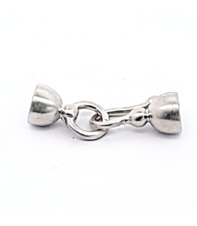 Hook clasp with cap, rhodium-plated satin finish  - 1