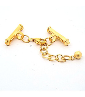 Chain clasp with bar, silver gold-plated satin finish  - 2