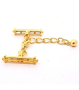 Chain clasp with bar, silver gold-plated satin finish  - 3