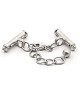 Chain clasp with bar, silver rhodium-plated satin finish  - 1