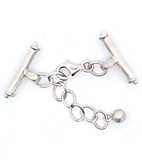 Chain clasp with bar, silver rhodium-plated satin finish  - 2