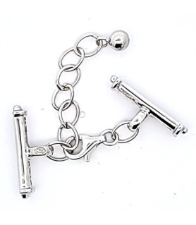 Chain clasp with bar, silver rhodium-plated  - 2