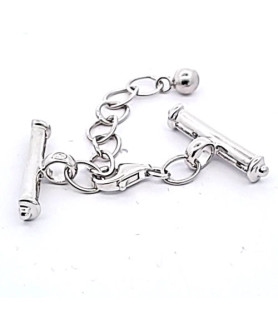 Chain clasp with bar, silver rhodium-plated  - 4