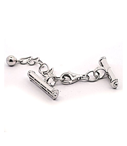 Chain clasp with bar, silver rhodium-plated  - 1