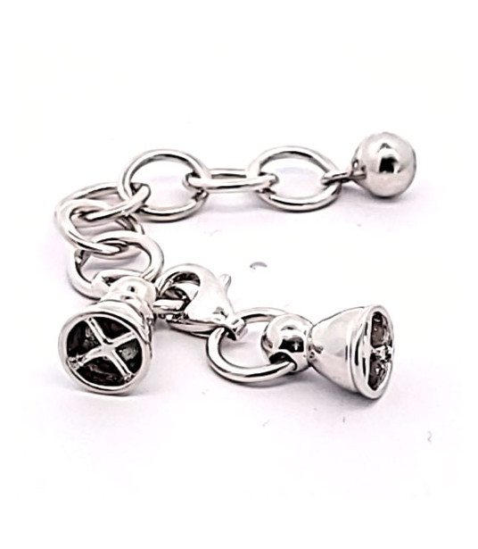 Chain clasp with calottes, silver rhodium-plated  - 1