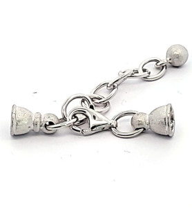 Chain clasp with calottes, silver rhodium-plated satin finish  - 1