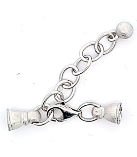 Chain clasp with calottes, silver rhodium-plated satin finish  - 2