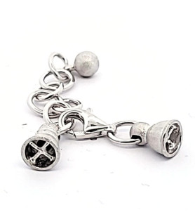 Chain clasp with calottes, silver rhodium-plated satin finish  - 3