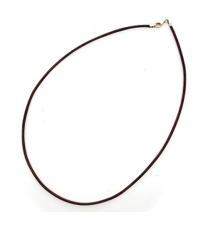 Leather necklace with silver clasp, dark brown  - 1
