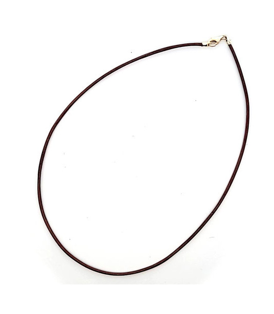 Leather necklace with silver clasp, dark brown  - 1