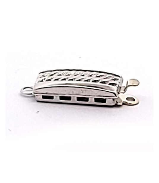 Box clasp Weave 1-row, silver rhodium plated  - 1